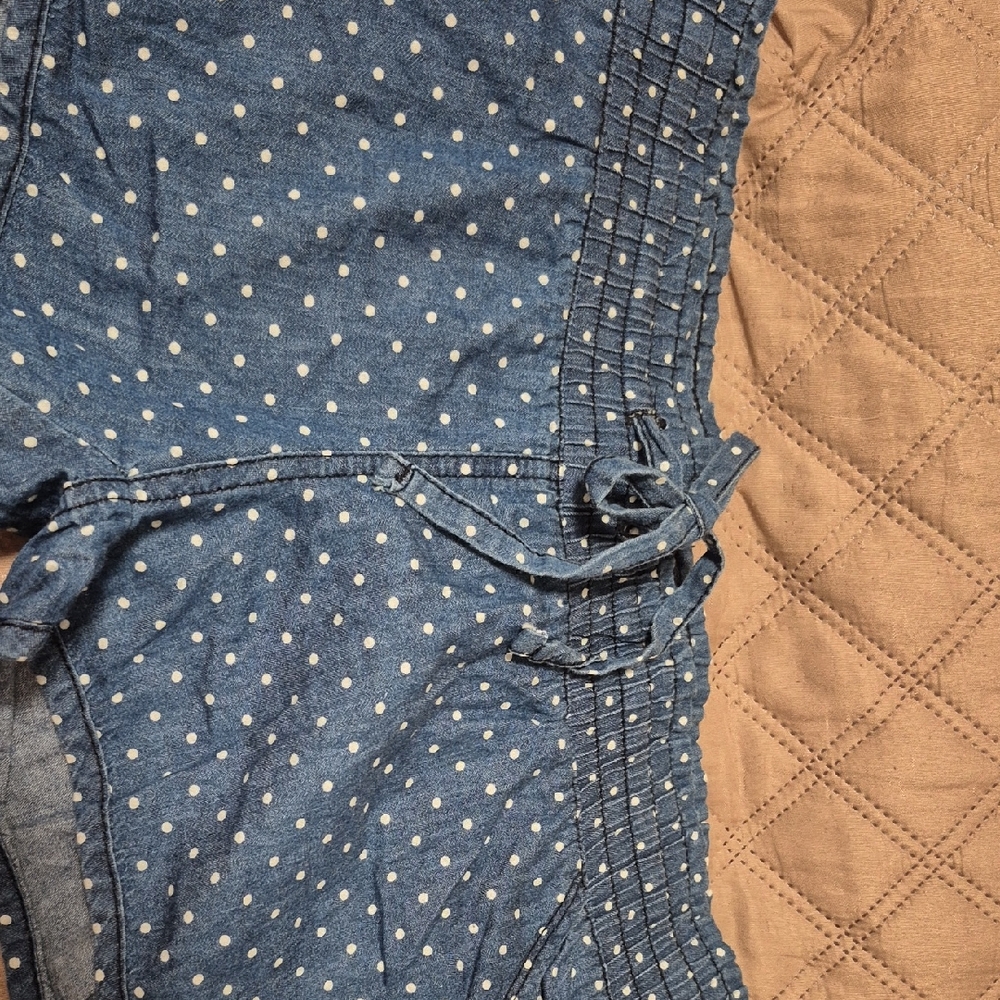 Rue21 Blue and White Polka Dot Denim Overalls